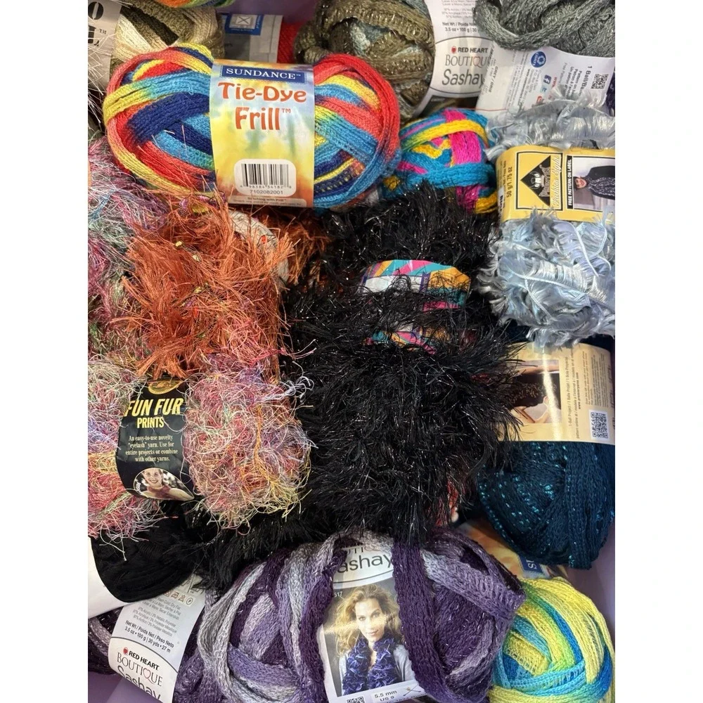 Mystery Bag‎ of 6 Fashion Yarns – Eyelash, Fur, Frill & More – Brand New Skeins!